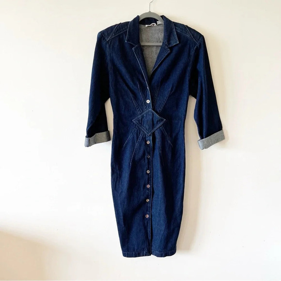 Vintage Blondie and Me Cotton Denim Shirt Dress Women’s Size 9/10 Late 80s Style - Picture 10 of 10
